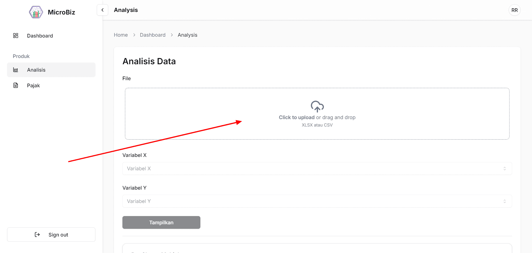 Masukkan file data anda
